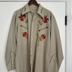 Vintage- Large Western Dress Shirt -H bar C